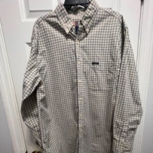 Chaps by Ralph Lauren large button down cream/ blue shirt